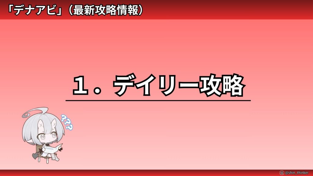 【デナアビ】１・デイリー攻略